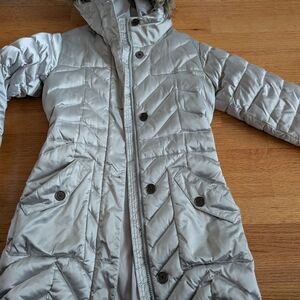EUC Land's End  Kids Down Insulated Parka Size S (7/8) Quilted Faux Fur Hood